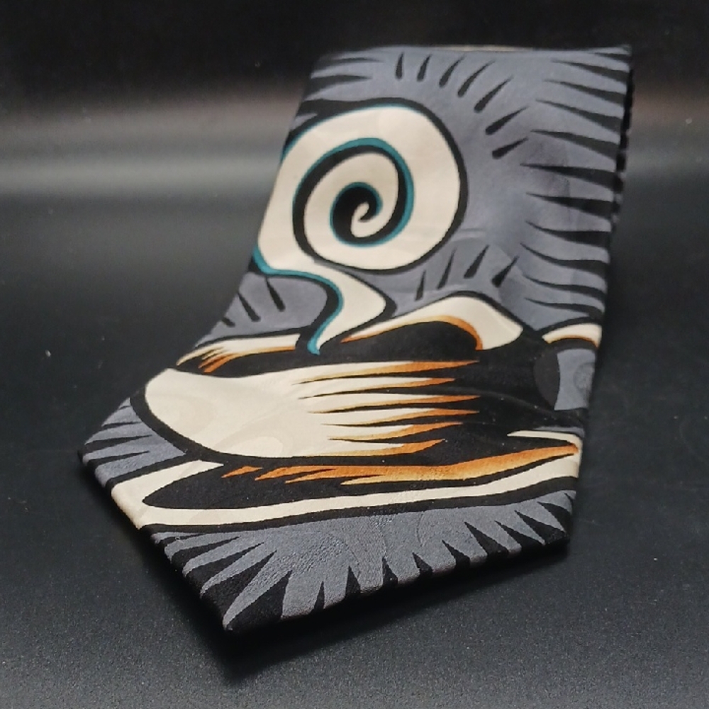 BURTON MORRIS Silk Novelty Jazz Abstract Tie  64 Inches Long
